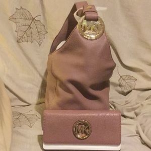 Michael Kors Fulton PebbledLeather Dusty Rose Bag